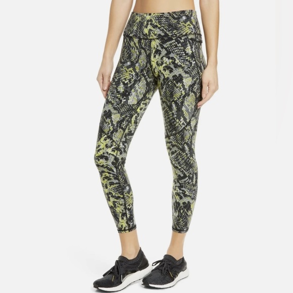 NWOT Sweaty Betty Citrus Yellow Snake Print 7/8 Length Power Legging Medium - Picture 1 of 13